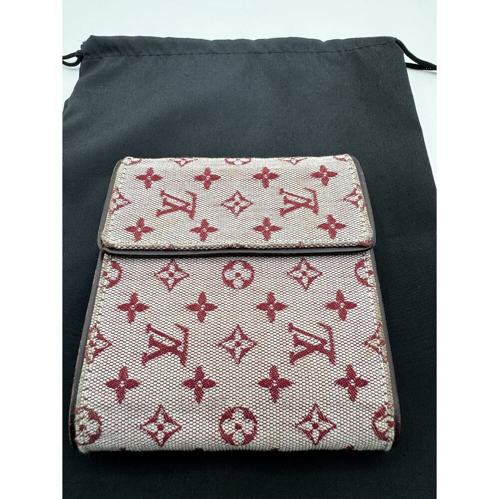 Louis Vuitton Monogram Mini Lin Red Canvas Compact Wallet Bifold Made in France - Picture 3 of 16